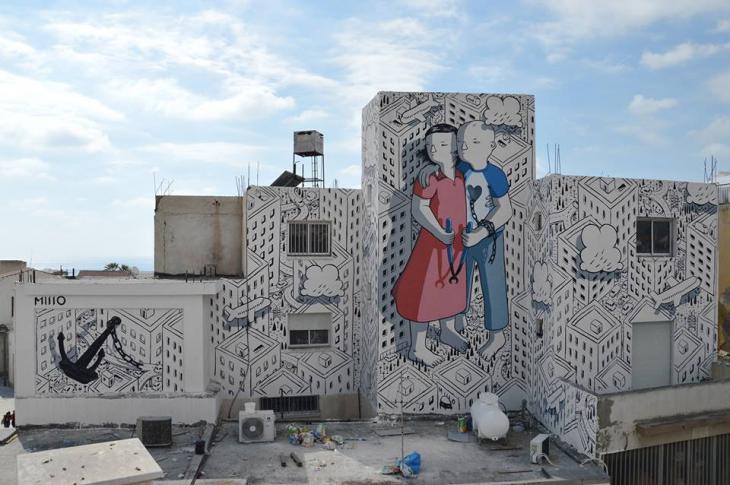 Paphos, Cipro, opera di street art di Francesco Camillo Giorgino aka Millo.