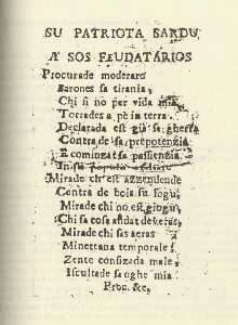 Canzoni Contro La Guerra Su Patriottu Sardu A Sos Feudatarios Procurad E Moderare