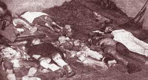 Il massacro di Pontelandolfo e Casalduni (14 agosto 1861). Da parte dei Regi Bersaglieri e non dei "garibaldini", ma tant'è.