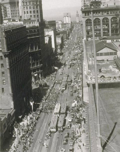 Silent funeral march of 40,000 for slain workers Howard Sperry and Nick Counderakis (aka Nick Bordoise<br />
