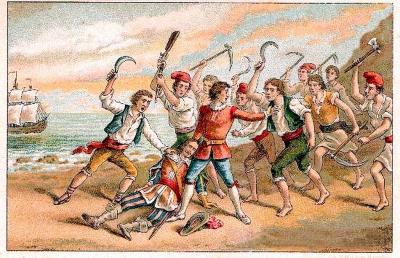 Il Corpus de sang del 7 giugno 1640, l'avvio della Guerra dels segadors (illustrazione di H. Miralles, 1910)