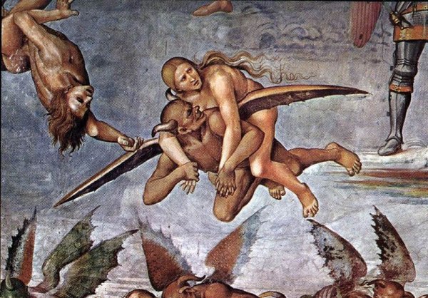 Luca Signorelli, “I dannati all’inferno”, affresco realizzato tra il 1499 ed il 1502 nella ‎cappella di San Brizio del Duomo di Orvieto.‎