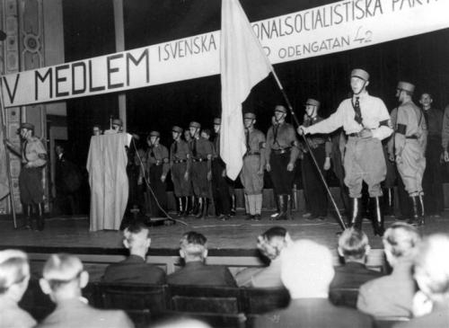 Stoccolma, 1933. Raduno del Partito Nazionalsocialista Svedese (Svenska Nationalsocialistiska Partiet).