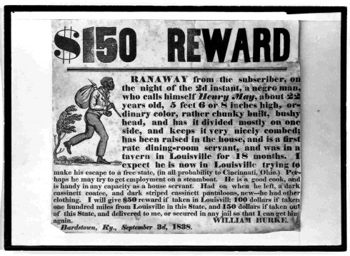 Avviso di ‎taglia sulla testa di uno schiavo fuggiasco, Kentucky 1838‎