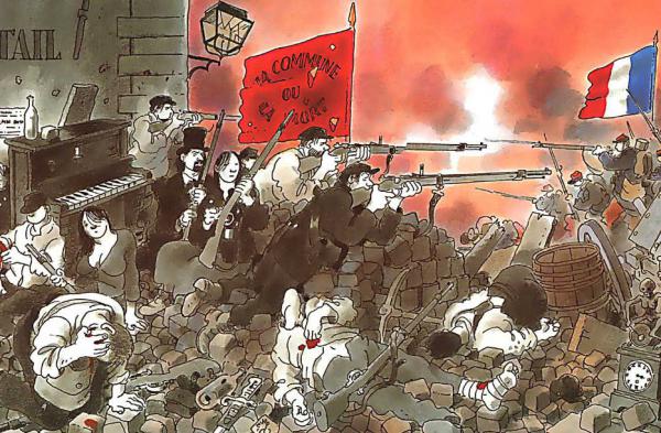 Barricata durante La Comune, tavola del fumettista Jacques Tardi.