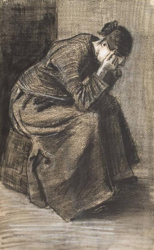  Treurende vrouw gezeten op een mand/ Mourning woman seated on a basket  , 1883   Vincent Van Gogh   - Otterlo, Kröller-Müller Museum 