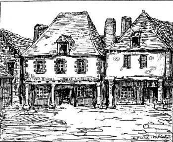 L'Osteria dei Tre Pilastri al Faouët, dove si riuniva la banda di Marion. Fu demolita nel 1878.