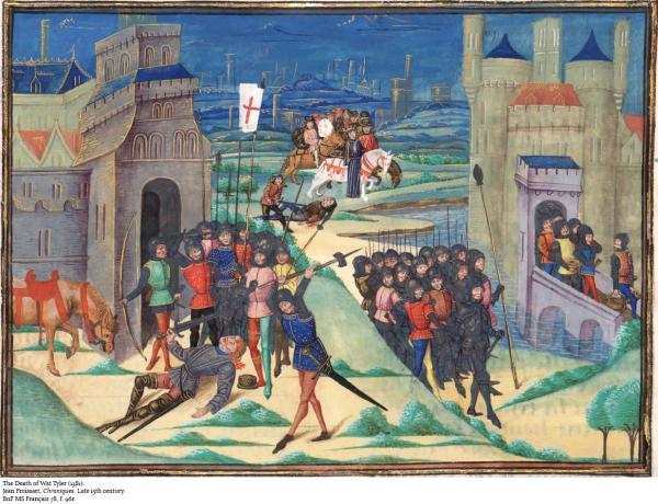 Morte di Wat Tyler nelle "Cronache" di Jean Froissart, storico francese di fine 300.